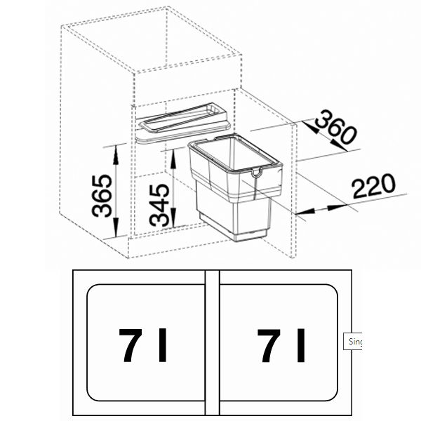 Мусорная система Blanco SINGOLO-S 512881 45-60 см