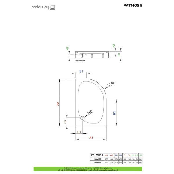Душевой поддон Radaway Patmos E 100x80 Left 4P81155-03L