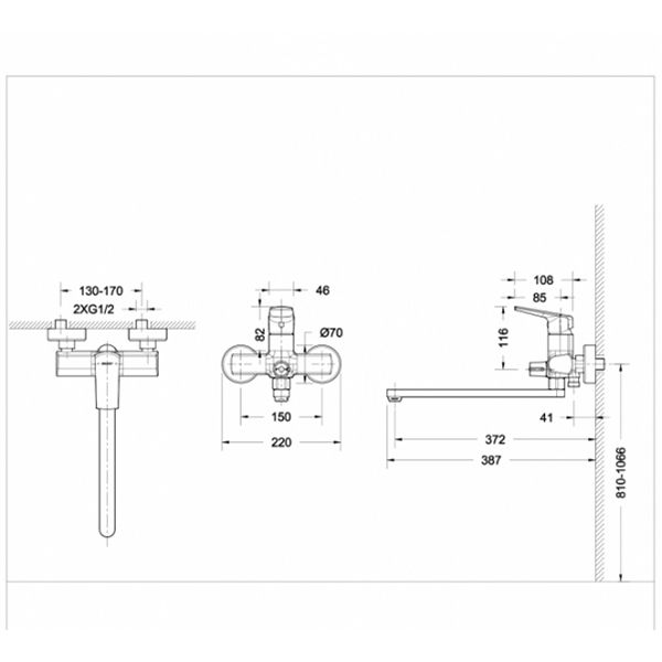 Смеситель для ванны Bravat Real F6121179CP-01L