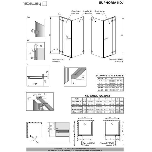 Душевой уголок Radaway Euphoria KDJ 90х90 L