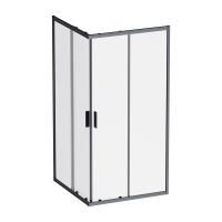 W90G-403-100100-BT Gem Душевое ограждение AM.PM квадратн.,раздвиж.двери 100x100 черный мат.,стекло прозрачное