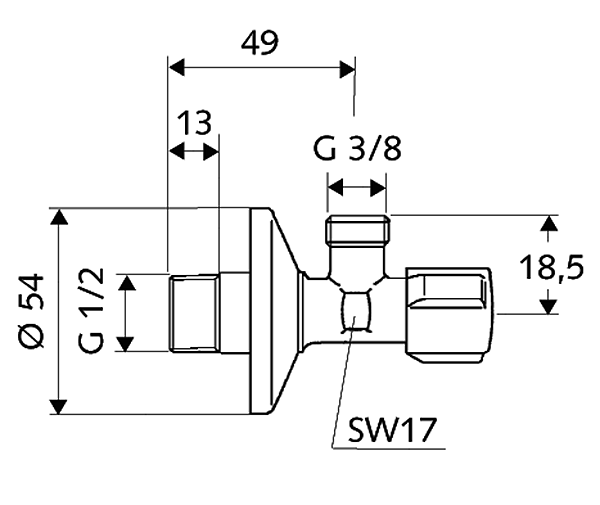 Угловой вентиль Schell Comfort 1/2" х 3/8" 052120699