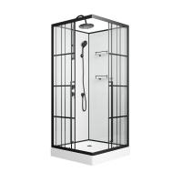 Душевая кабина Niagara Standart ST90/15QL/KL/BKT (90х90х225) низкий поддон(15см),черный,стекло прозрачное