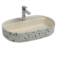 Раковина накладная ISVEA Infinity 60 см. цвет слоновая кость Terrazzo матовый 10NF65060SV-2K-TRZ