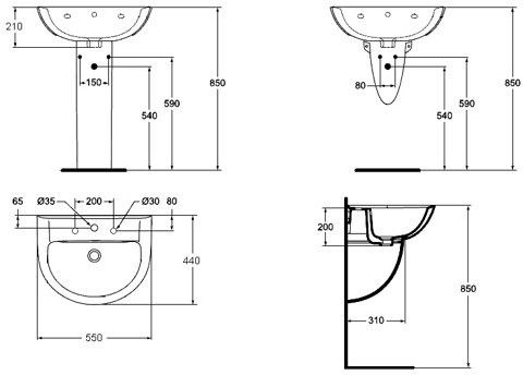 Раковина Ideal Standard Ecco W424001 60 см