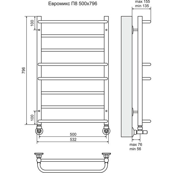 Полотенцесушитель Terminus Евромикс П8 500х796