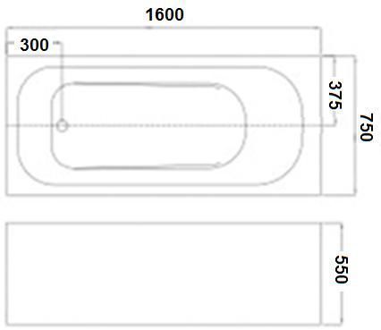 Ванна акриловая WeltWasser WW OKER 160/75 WT 160х75х55
