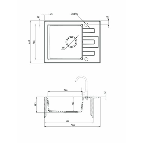 Кухонная мойка Deante Lima ZRL_211A + сифон графитовый