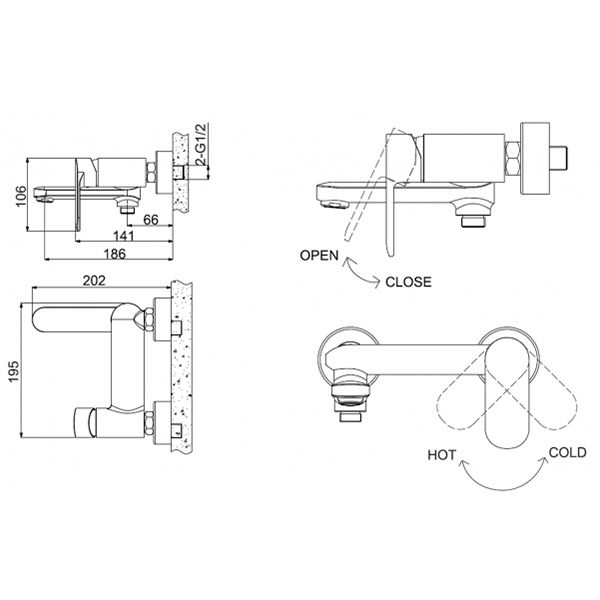 Смеситель для ванны Bravat Opal F6125183CP-01