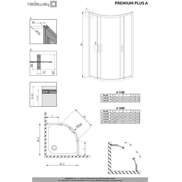 Душевой уголок Radaway Premium Plus A 100x100x190 стекло прозрачное 30423-01-01N