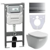 Сет 4 в 1: Инсталляция с кнопкой+унитаз+шумоизоляция Ceramicanova, CN4002MB_1002M_1000
