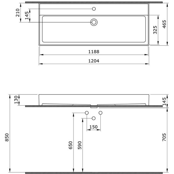 Умывальник Bocchi Milano 1394-001-0126 120 см