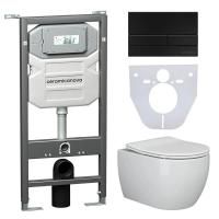 Сет 4 в 1: Инсталляция с кнопкой+унитаз+шумоизоляция Ceramicanova, CN3001_1002B_1000
