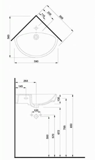 Умывальник Kolo Nova Pro M31750000 угловой 50 см