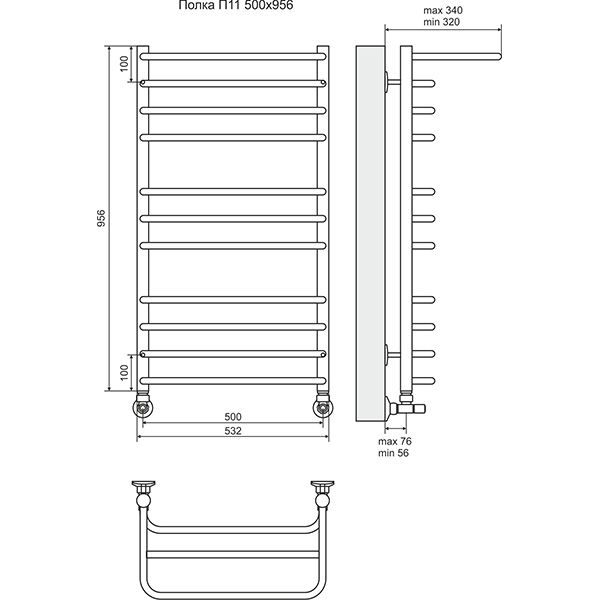 Полотенцесушитель Terminus Полка П11 500х956
