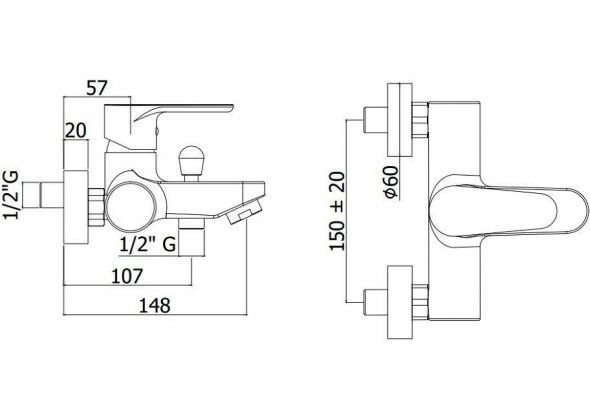 Смеситель для ванны с душем Paffoni GREEN GR022CR