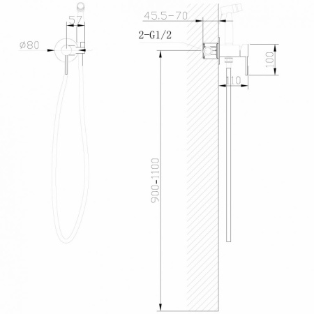 Смеситель ABBER Wasser Kreis AF8125G с гигиеническим душем, золото матовое