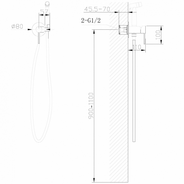 Смеситель ABBER Wasser Kreis AF8125G с гигиеническим душем, золото матовое