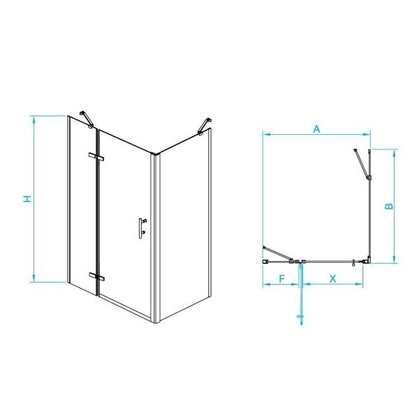 Душевой уголок RGW PA-77B L (PA-07B L + Z-050-2B + держатель O-204B) 41087747-084L стекло прозрачное 140х70