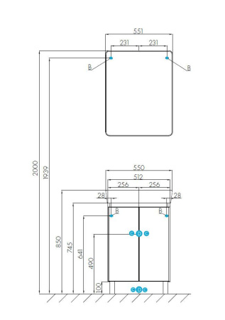 Тумба под раковину AQUATON Скай PRO 55 белый глянец 1A238101SY010