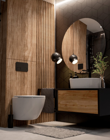 AQM2002L Унитаз подвесной с сиденьем SoftClose, смыв QUIET, скрытый крепеж. 520x365x360