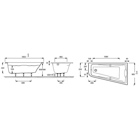 Акриловая ванна Jacob Delafon Odeon Up 160x90 R E6081RU-00 без антискользящего покрытия