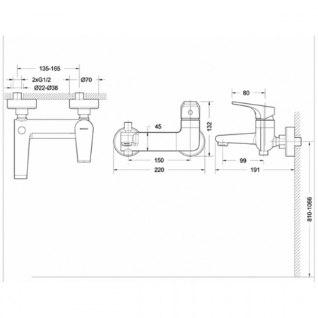 Смеситель для ванны Bravat Vega F6119177CP-01