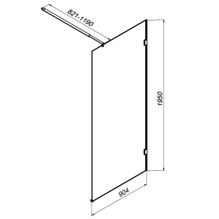 W94UWI-90-F1-BTE X-Joy Душевая перегородка AM.PM 90x195, стекло прозр. 8 мм + покрытие, фурнитура черный