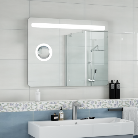 Зеркало Континент Fibra LED 100х70 с увеличительным зеркалом