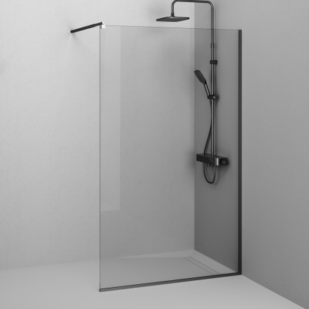 W84WI-120-F1-BTE Душевая перегородка AM.PM Func 120x200, стекло прозр. 8 мм + покрытие, профиль черный