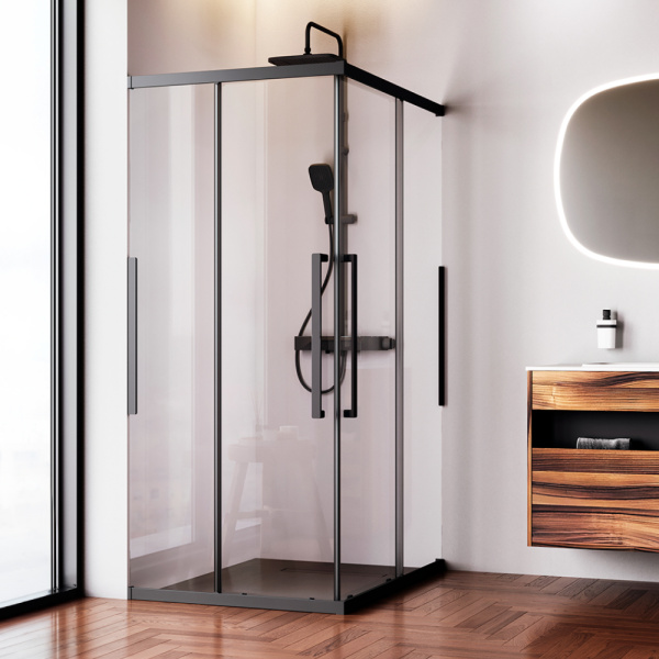 W84G-403-12090-BТ Душевое ограждение AM.PM Func Square Slide 120х90, черный, прозрачное