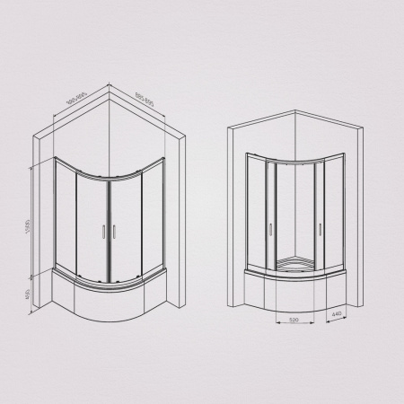 W90G-401A090BT Душевое ограждение AM.PM Gem Deep 1/4 Rond 90x90 стекло прозрачное, профиль черный матовый