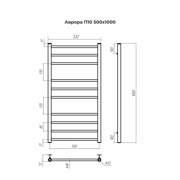 Аврора П10 500х1000 Золото