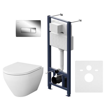 Комплект AM.PM Spirit 2.0 IS48051.701700: инсталляция с подвесным унитазом FlashClean, с сиденьем микролифт и клавишей