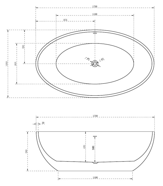 Акриловая ванна ABBER AB9249 белая