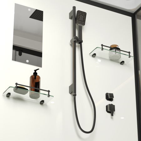 Душевая кабина Niagara Standart ST100/80/15Q/BL (100х80х215) прямоугольник,поддон 15см,распашная,проф.черный