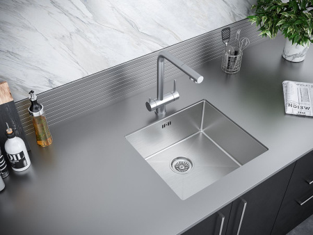 Мойка Paulmark GERBERG 48 UNI PM254844-BS 440х480х200 мм, нержавеющая сталь, брашированная нержавеющая сталь