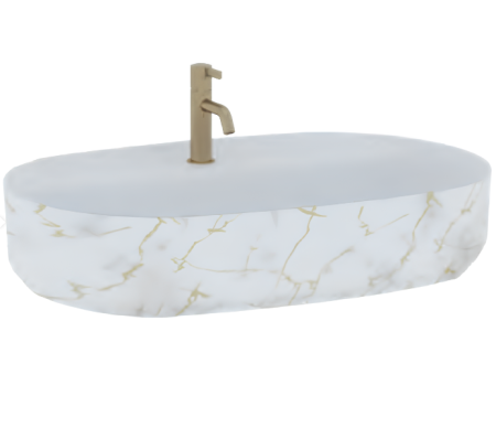 Раковина накладная ISVEA Infinity 60 овальная 60см цвет MARMO белый матовый 10NF65060-2L-MRM