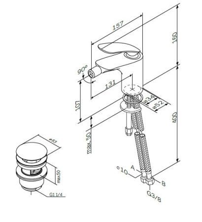 Смеситель для биде AM.PM Sensation F3083164 с донным клапаном