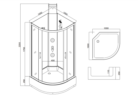 Душевая кабина Taliente TA-100CB 100х100 четверть круга
