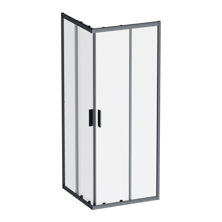 W90G-403-8080-BT Gem Душевое ограждение AM.PM квадратн.,раздвиж.двери 80x80 черный мат.,стекло прозрачное