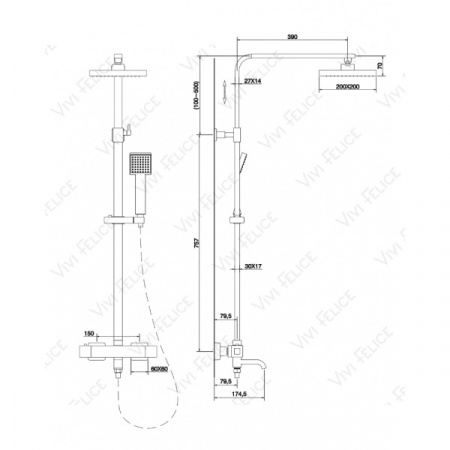 Душевая стойка Felice 1160 CROMO с термостатом