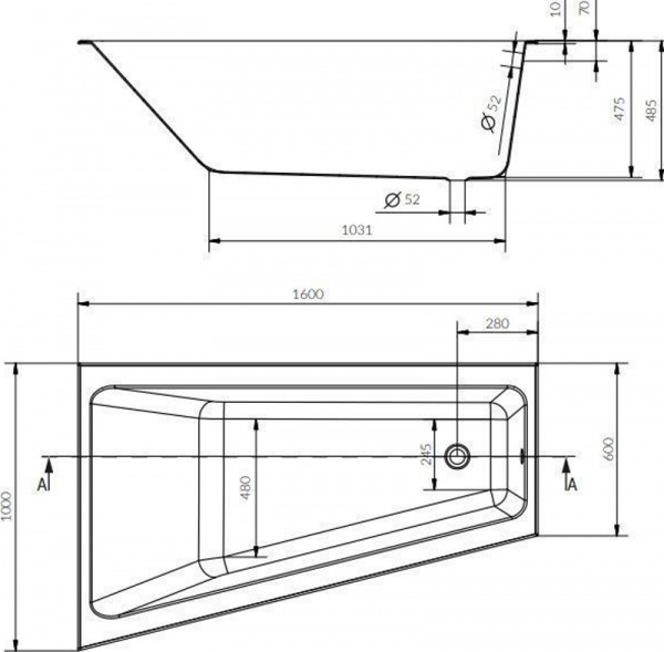 Акриловая ванна Cersanit Crea 160x100 L P-WA-CREA*160-LNL