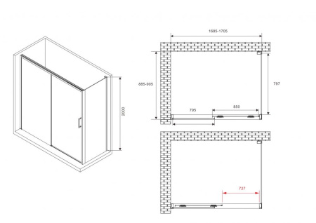 Душевой уголок ABBER Komfort AG93170-S92