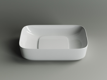 Умывальник чаша накладная прямоугольная с керамической накладкой на сливное отверстие Ceramicanova Element 600*375*145мм, Белый, CN5021