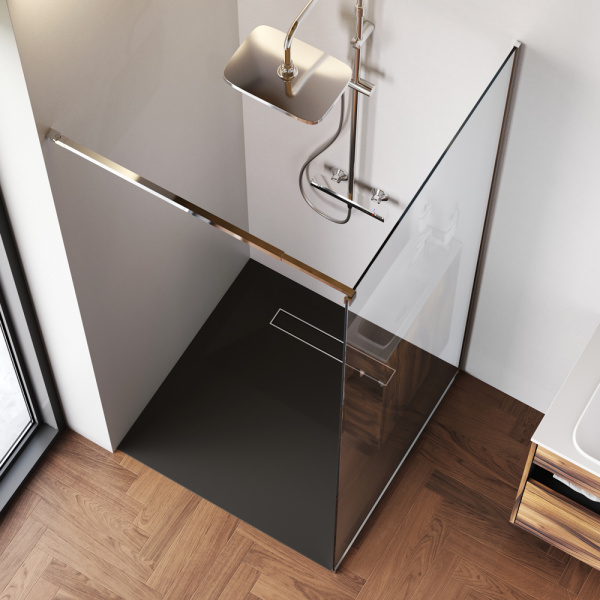 W84WI-90-F1-MTE Душевая перегородка AM.PM Func 90x200, стекло прозр. 8 мм + покрытие, профиль мат хром