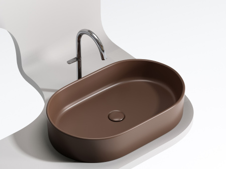 Умывальник чаша накладная овальная Ceramicanova Element 608*385*122мм, Темно-коричневый матовый, CN6048MDB