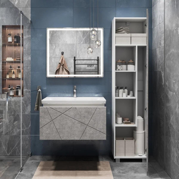 Тумба под раковину подвесная VIGO Geometry 035 бетон, 80 см