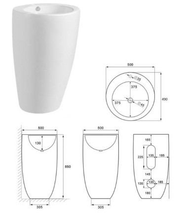 Умывальник напольный CeramaLux B133
