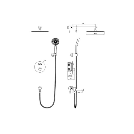 Душевая система с термостатом встраиваемая WONZON & WOGHAND, Брашированное золото (WW-88929010-BG)